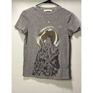 We The Free Free People Wolf Moon Graphic Tee Gray Short Sleeve XS OB958665